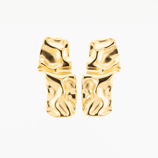Crumpled Gold Post Earrings